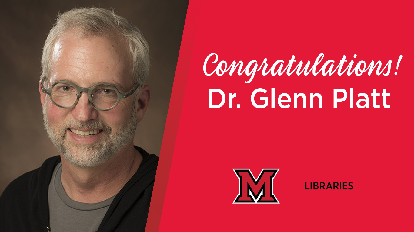 A headshot of Dr. Glenn Platt with a red box with white text saying Congratulations Dr. Glenn Platt. 